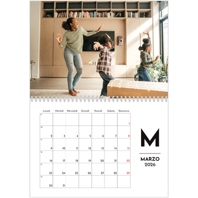 Calendario A4 Doppio — Riflettore lettera [Marzo]