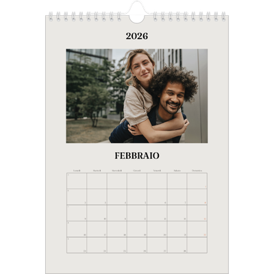 Calendario personalizzato A4 — Avorio semplice [Febbraio]