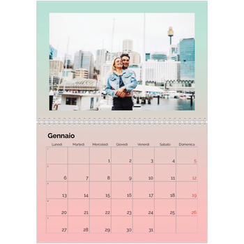 Calendario A4 Doppio — Tonalità pastello