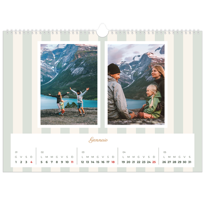 Calendario A3 orizzontale  — Scrittura e strisce [Gennaio]