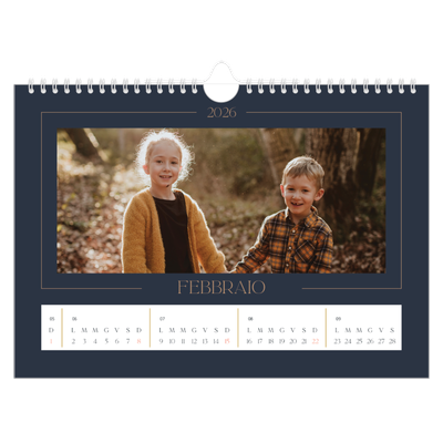 Calendario fotografico A4 — Blu prussiano [Febbraio]
