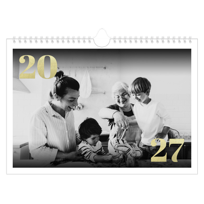Calendario fotografico A4 — Grandi numeri luccicanti [copertina]