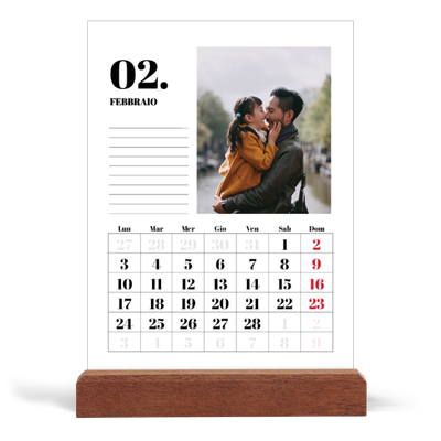 Calendario con supporto in legno verticale  — Serif e momenti [Febbraio]