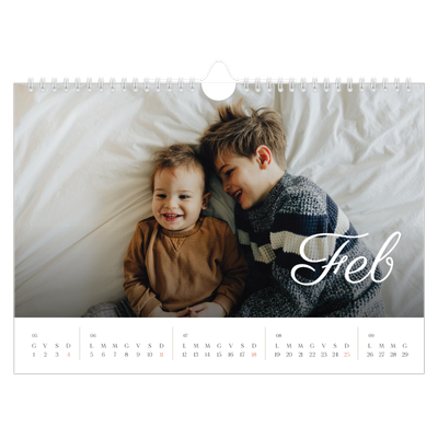 Calendario fotografico A4 — Mese scritto a mano [Febbraio]