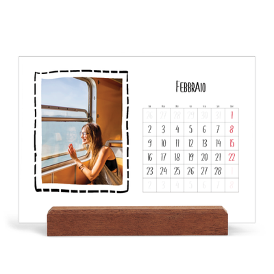 Calendario con supporto in legno orizzontale  — Istantanee da album [Febbraio]