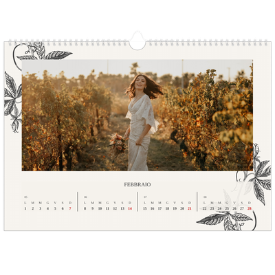 Calendario A3 orizzontale  — Inchiostro e edera [Febbraio]