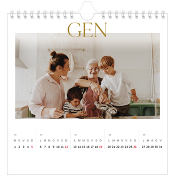 Calendario Fotografico Quadrato — Testo in grande d'oro