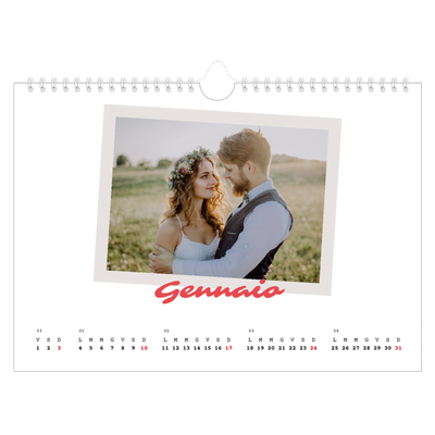 Calendario fotografico A4 — Firmato in cremisi [Gennaio]