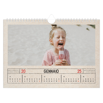 Calendario Fotografico A4 Orizzontale — Effetto timbro artigianale