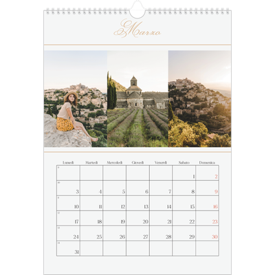 Calendario A3 verticale — Banner di script d'oro [Marzo]