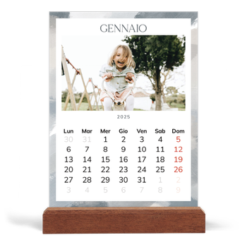 Calendario con supporto in legno verticale — Effetto pennello