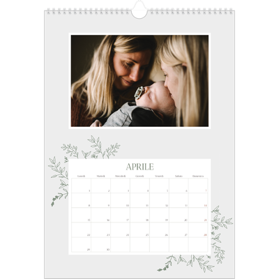 Calendario A3 verticale — Fiori disegnati a mano [Aprile]