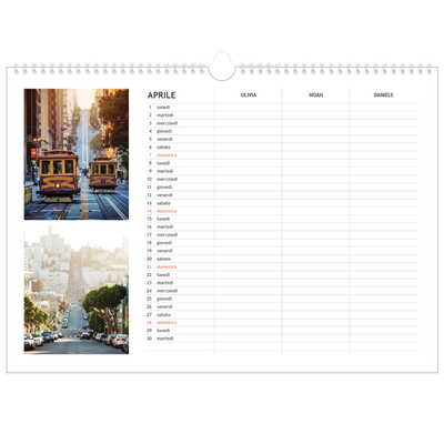 Calendario fotografico A3 — Calendario semplice - Famiglia di 3 [Aprile]