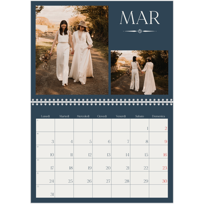 Calendario A4 Doppio — Ardesia e grazie [Marzo]