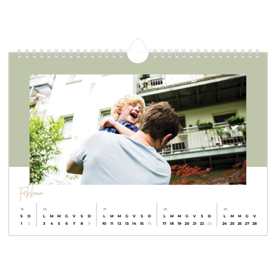 Calendario fotografico A4 — Cornici terrose [Febbraio]