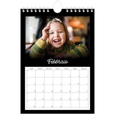 Calendario fotografico A5 — Minimale nero [Febbraio]
