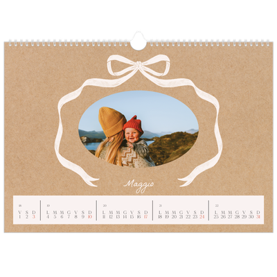 Calendario A3 orizzontale  — Kraft e fiocco [copertina]