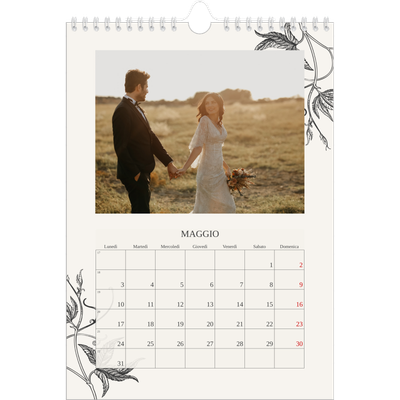Calendario personalizzato A4 — Inchiostro e edera [Maggio]