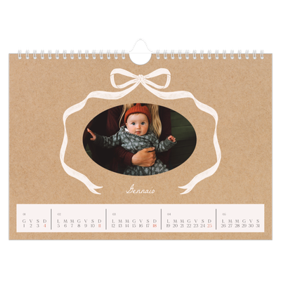 Calendario fotografico A4 — Kraft e fiocco [Gennaio]