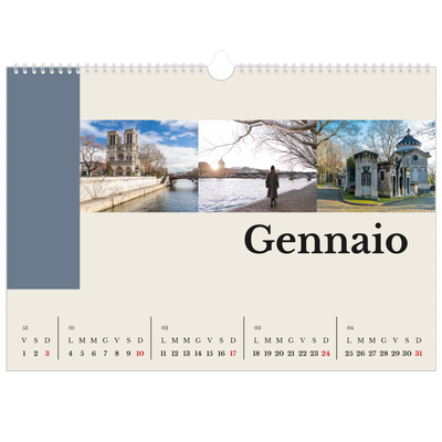 Calendario A3 orizzontale  — Vedute del mondo [Gennaio]