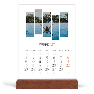 Calendario con supporto in legno verticale  — Mosaici di viaggio [Febbraio]