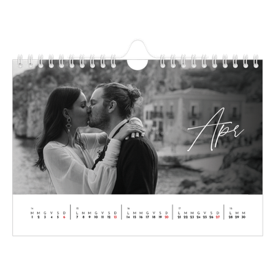 Calendario fotografico A5 — Scrittura elegante [Aprile]