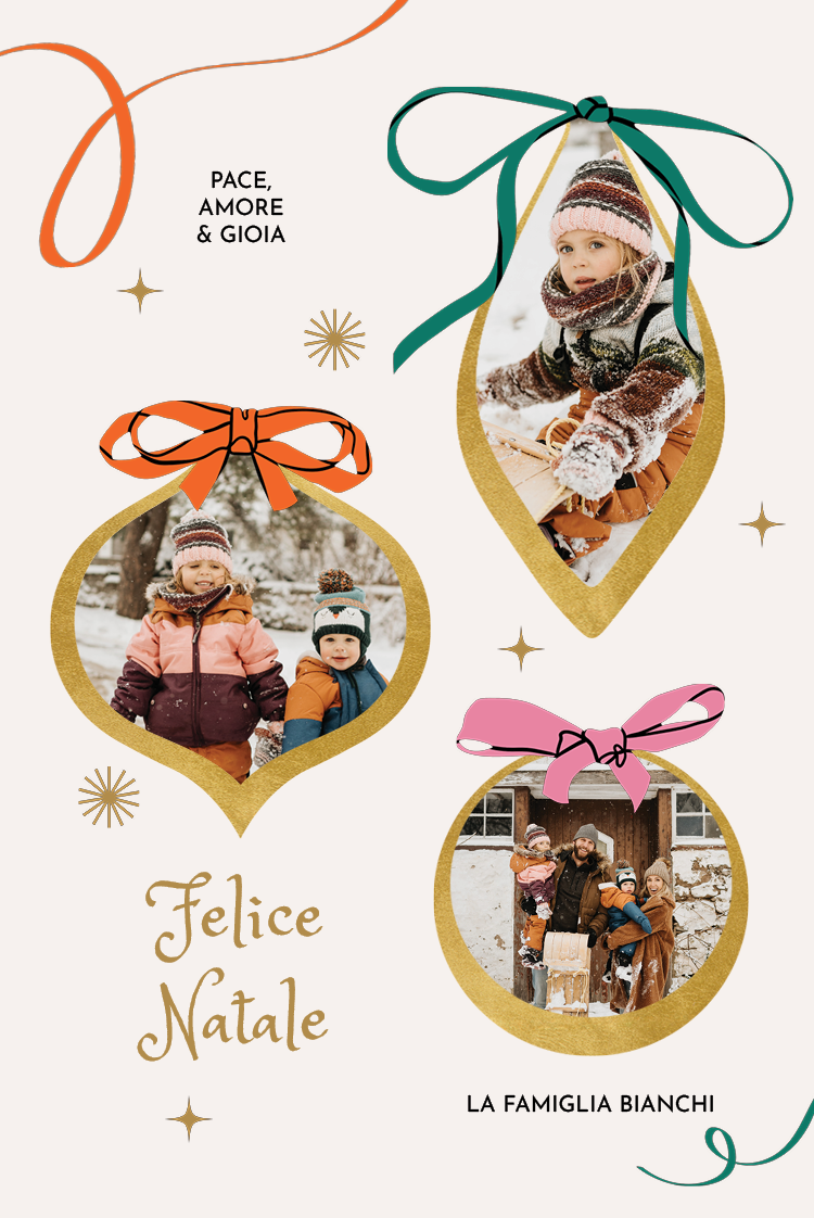 Biglietti — Palline di Natale con nastro