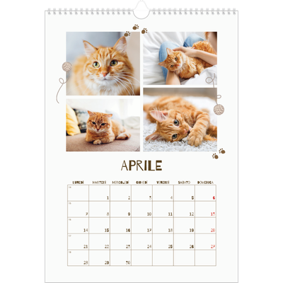 Calendario A3 verticale — Gattino giocherellone [Aprile]