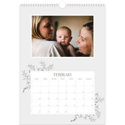 Calendario A3 verticale — Fiori disegnati a mano [Febbraio]