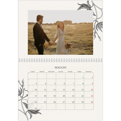 Calendario A4 Doppio — Inchiostro e edera [Maggio]
