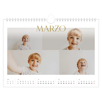 Calendario fotografico A4 — Testo in grande d'oro [Marzo]
