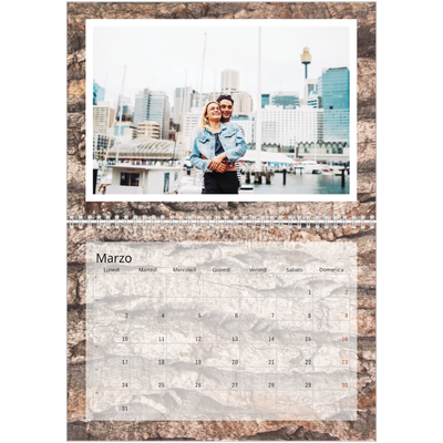 Calendario A4 Doppio — Corteccia d'albero [Marzo]