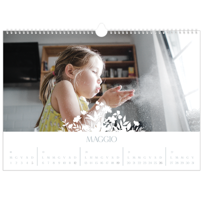 Calendario A3 orizzontale  — Motivo floreale [copertina]