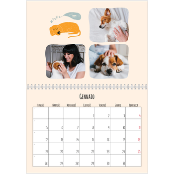 Calendario A4 Doppio — Zampette di cane e scarabocchi