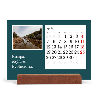 Calendario con supporto in legno orizzontale  — Terra editoriale [Aprile]