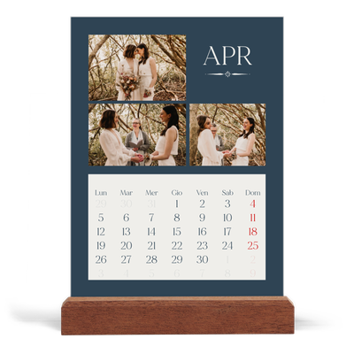 Calendario con supporto in legno verticale  — Ardesia e grazie [Aprile]