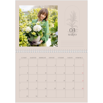 Calendario A4 Doppio — Batanico semplice [Marzo]