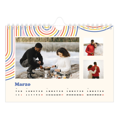 Calendario fotografico A5 — Strisce retro [Marzo]