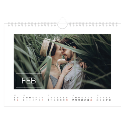 Calendario fotografico A4 — Data in sovraimpressione [Febbraio]