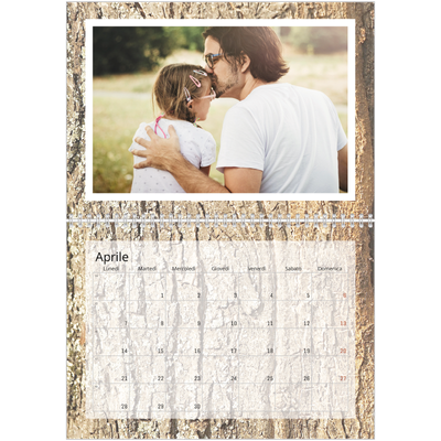 Calendario A4 Doppio — Corteccia d'albero [Aprile]