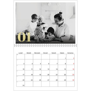 Calendario A4 Doppio — Grandi numeri luccicanti