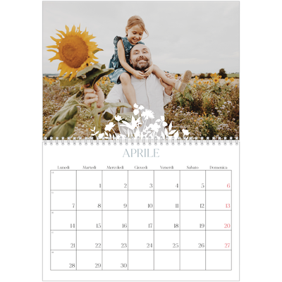 Calendario A4 Doppio — Motivo floreale [Aprile]