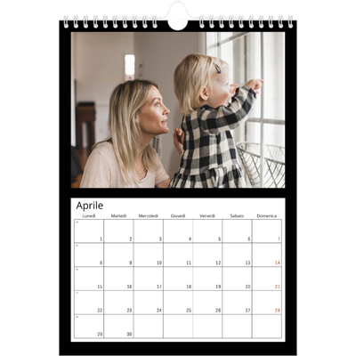 Calendario personalizzato A4 — Margine nero [Aprile]
