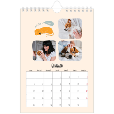 Calendario fotografico A5 — Zampette di cane e scarabocchi [Gennaio]