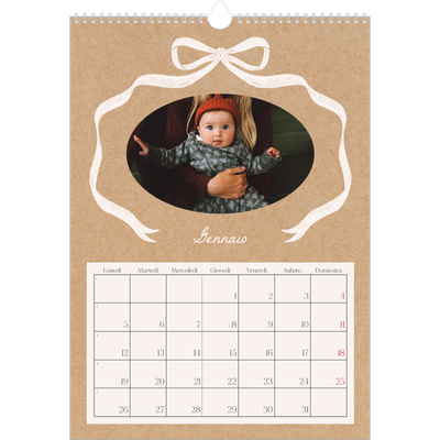 Calendario A3 verticale — Kraft e fiocco [Gennaio]