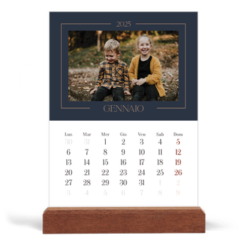 Calendario con supporto in legno verticale — Blu prussiano