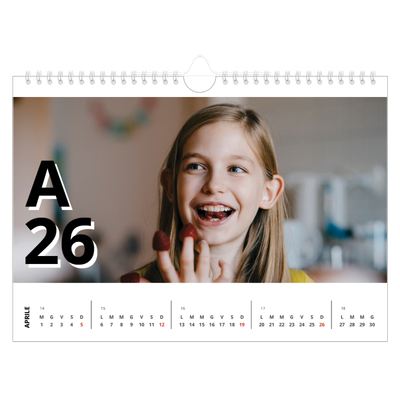 Calendario fotografico A4 — Stile lettera [Aprile]