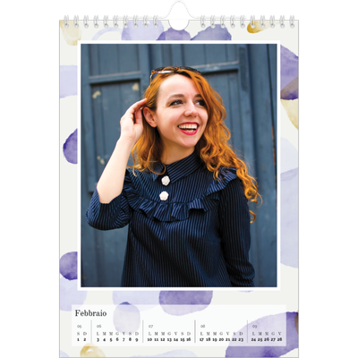 Calendario personalizzato A4 — Punti ad acquerello [Febbraio]