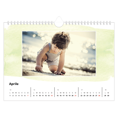 Calendario fotografico A4 — Sfondi ad acquerello [Aprile]