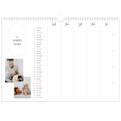Calendario fotografico A3 — Fare programmi - Famiglia di 5 [Marzo]